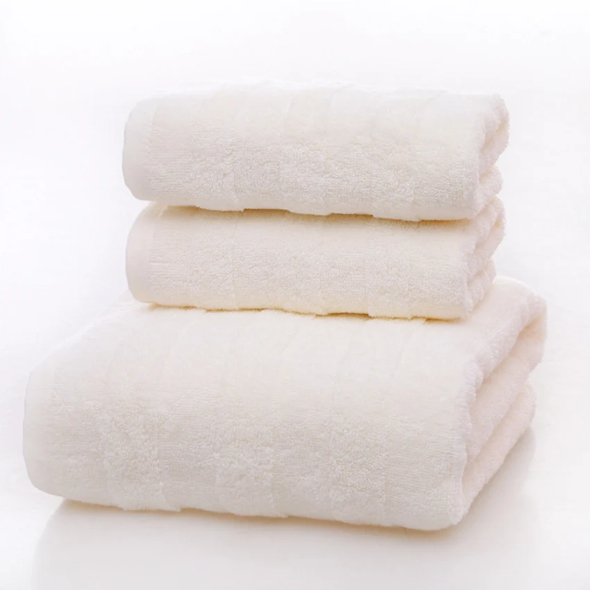 Milky Полотенце из чесаного хлопка, банное полотенце из трех комплектов, однотонное плотное роскошное полотенце для ванной комнаты, набор мягких и удобных полотенец 140x70 для душа Toalha - Цвет: Milky