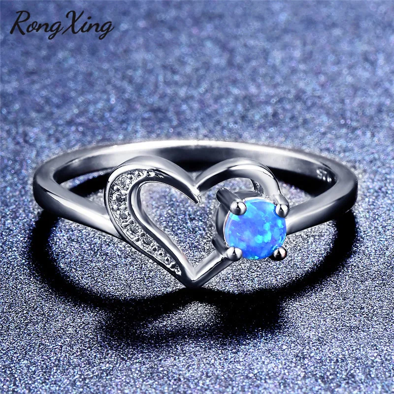 RongXing серебряный цвет Любовь Сердце кольца для женщин Свадьба