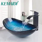 KEMAIDI Набор смесителей для ванной комнаты из закаленного стекла, латунный умывальник, раковина для раковины, латунный умывальник для умывальника