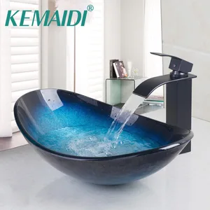 KEMAIDI Набор смесителей для ванной комнаты из закаленного стекла, латунный умывальник, раковина для раковины, латунный умывальник для умывальника