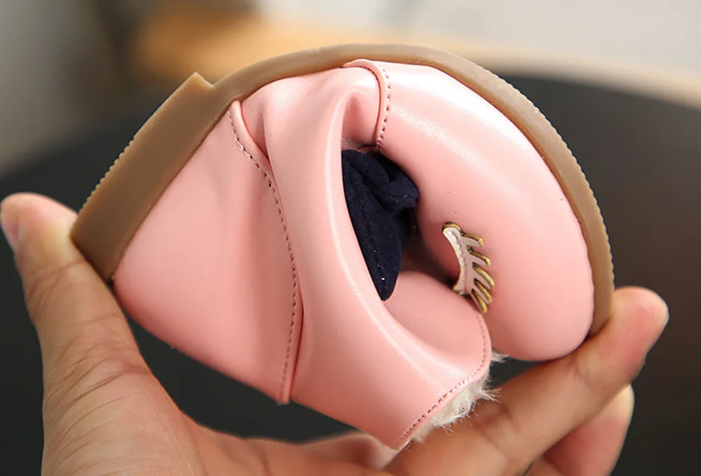 Детская обувь Новые модные детские зимние ботинки Кожаные теплые мягкие на