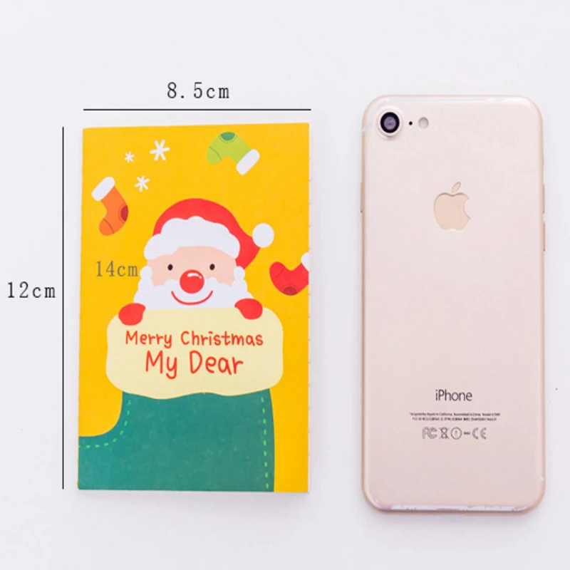 

4book/lot Cute Pocket Notepad Lovely Cartoon Christmas Santa Claus Snowman Deer Kawaii Notebook Kids Gift Signature Guest Book