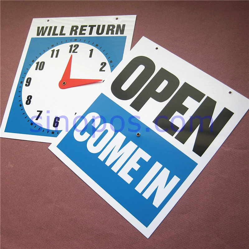 Двусторонний знак с возвратом часов 9 дюймов пластиковая карточка для розничного