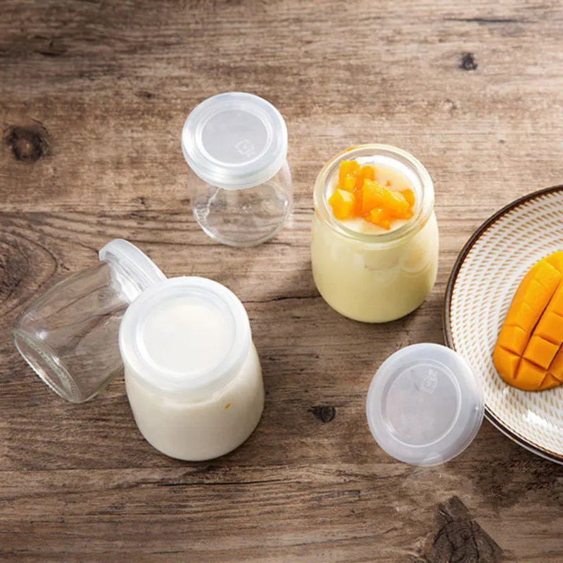 Yilala Pudding Cup Glass Bottle for Dessert Mini Yogurt Mug Creative Mousse Bottles with Lid 4 Pieces Per Set | Дом и сад