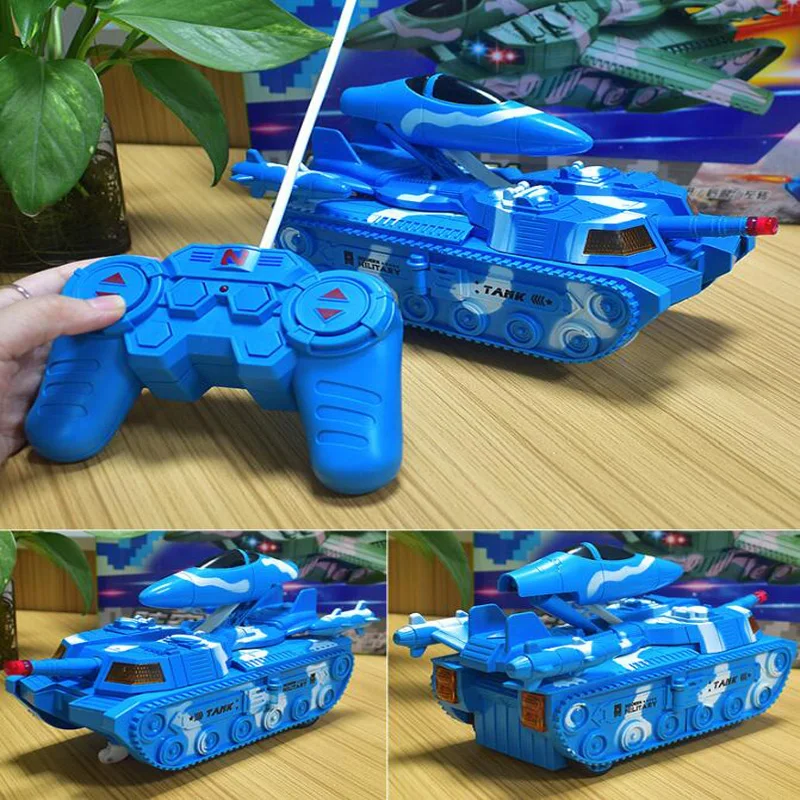 Electric Remote Control Toy Five-Channel One-Button Deformation Tank Aircraft With Light Children's Toys | Игрушки и хобби