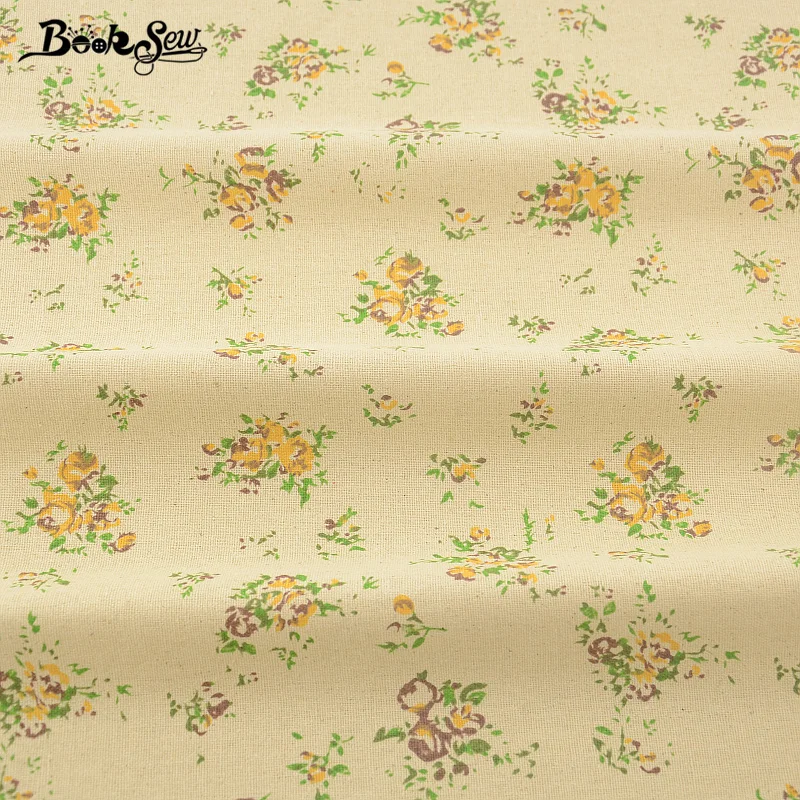 Booksew Home Textile Sewing Material Tissu For Tablecloth Pillow Bag Curtain Cushion CM Printed Rose Cotton Linen Fabric|cotton linen fabric|linen