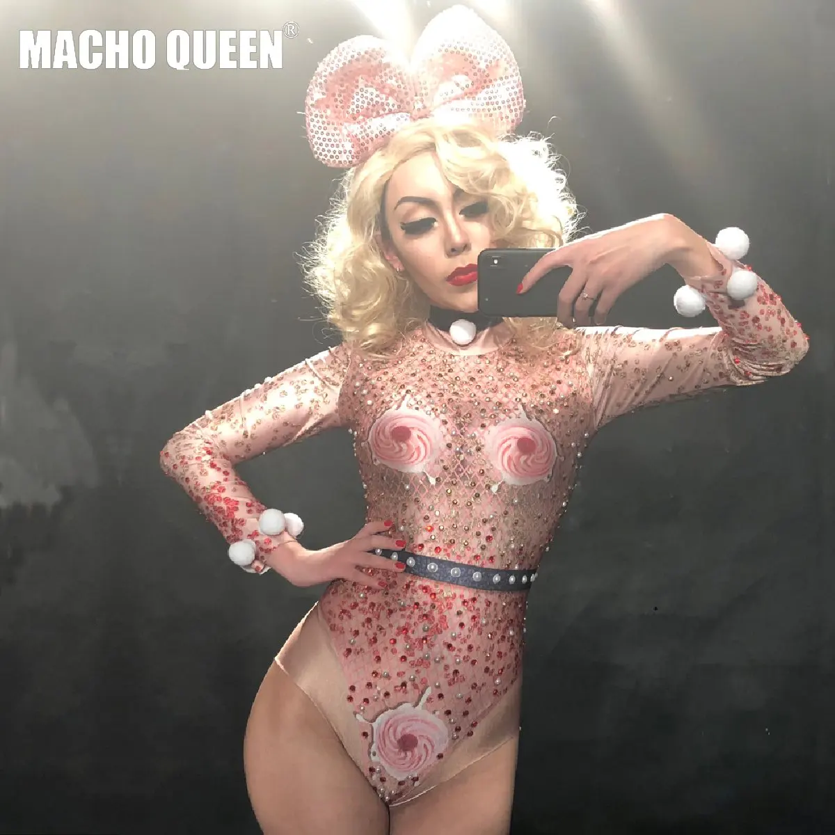 Танцевальные костюмы Стразы Candy Drag Queen боди карнавальный танцевальный костюм