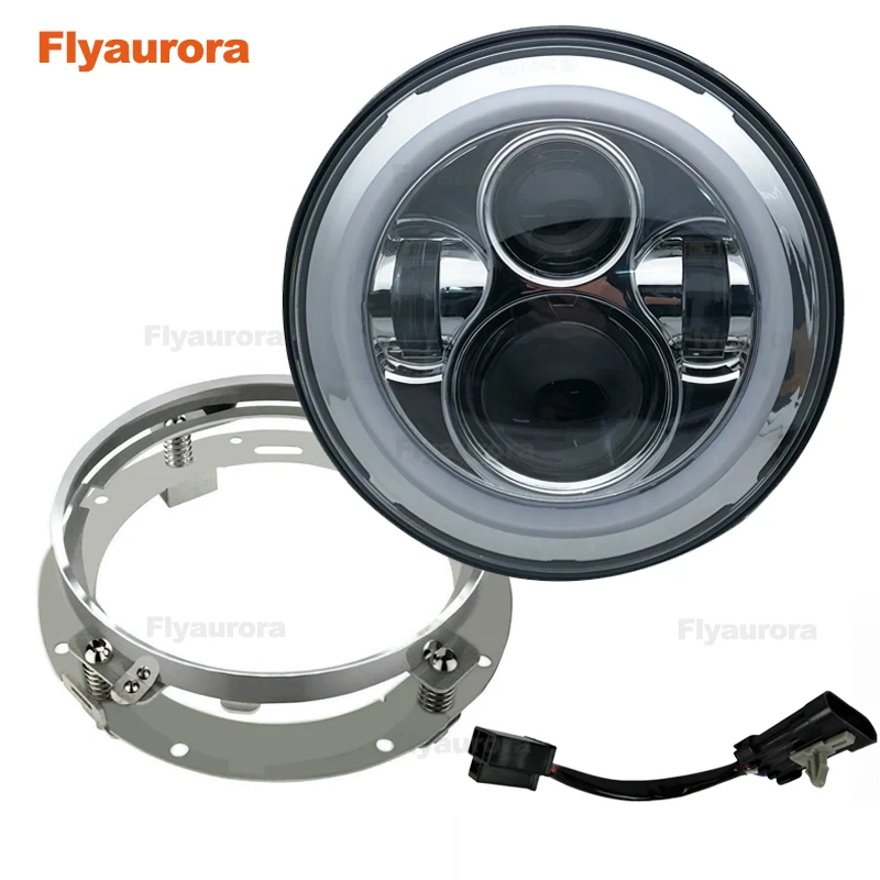 Silver set 1 Flyaurora 1 шт. передние бамперные фары 60 Вт Автомобильные светодиодные H4 7 дюймов автомобильные аксессуары для Jeep Wrangler Jk suzuki samurai - Цвет: Silver set 1