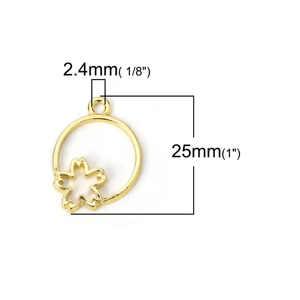 Doreen Box цинковый сплав открытая задняя панель подвески для смолы золотой цвет