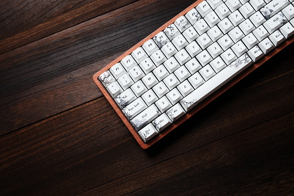 Gk84 механическая клавиатура 75% dye sub keycap Деревянный Пользовательский светильник rgb чернила paintingsakura lotus bluetooth 4,0 USB двойной режим