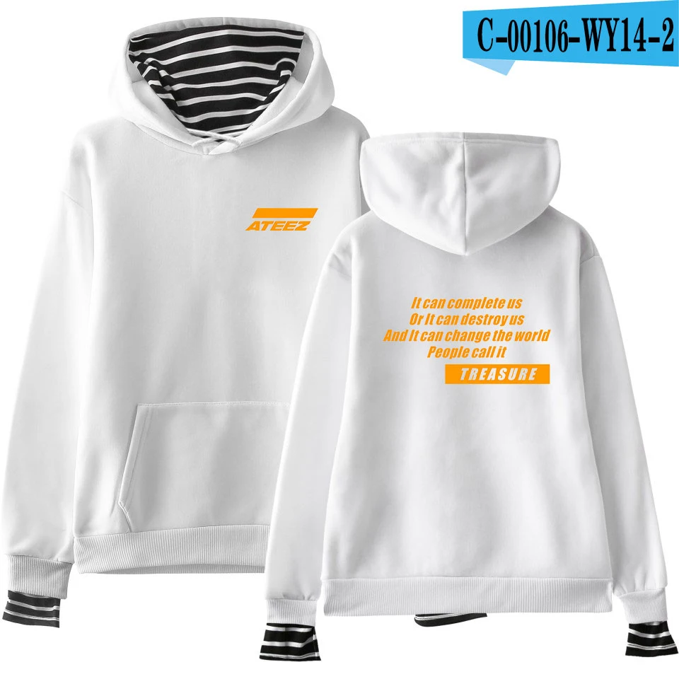 White LUCKYFRIDAYF толстовки ATEEZ женская одежда модные толстовки кофты Youtu хип-хоп Kpop повседневные Топы Harajuku размера плюс - Цвет: White