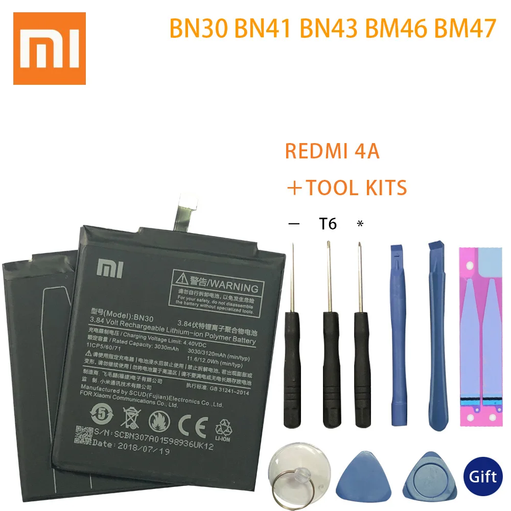 Аккумулятор BN30 BN41 BN43 BM46 BM47 для Xiaomi Redmi Hongmi 4A 3S 3X 3 pro Note 4 4X MTK Helio X20 глобальная версия