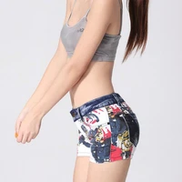 new summer fashion novelty sexy cotton elastic young brand female women girls graffiti denim jeans shorts clothes