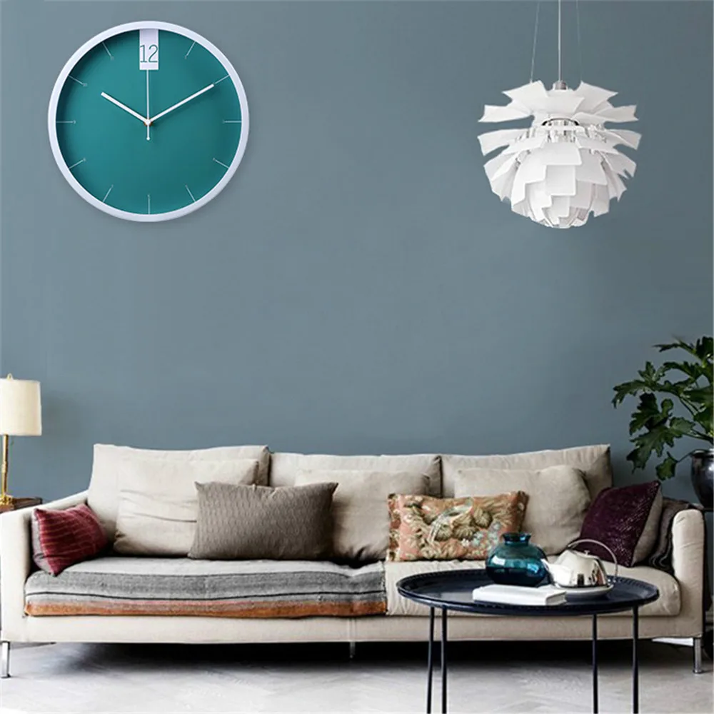 Silently Quartz Mute Needle Wall Clock For Decor Minimalist Green Wall Clocks New Vogue Exquisite Artistic Round Watches