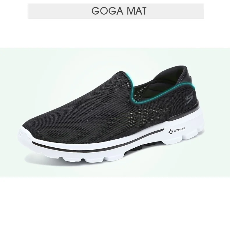 Skechers/Мужская обувь; Лоферы для прогулок; повседневная обувь черного цвета без застежки; Мужская Удобная дышащая обувь на плоской подошве; Мужская брендовая Роскошная обувь; 54062-BKW
