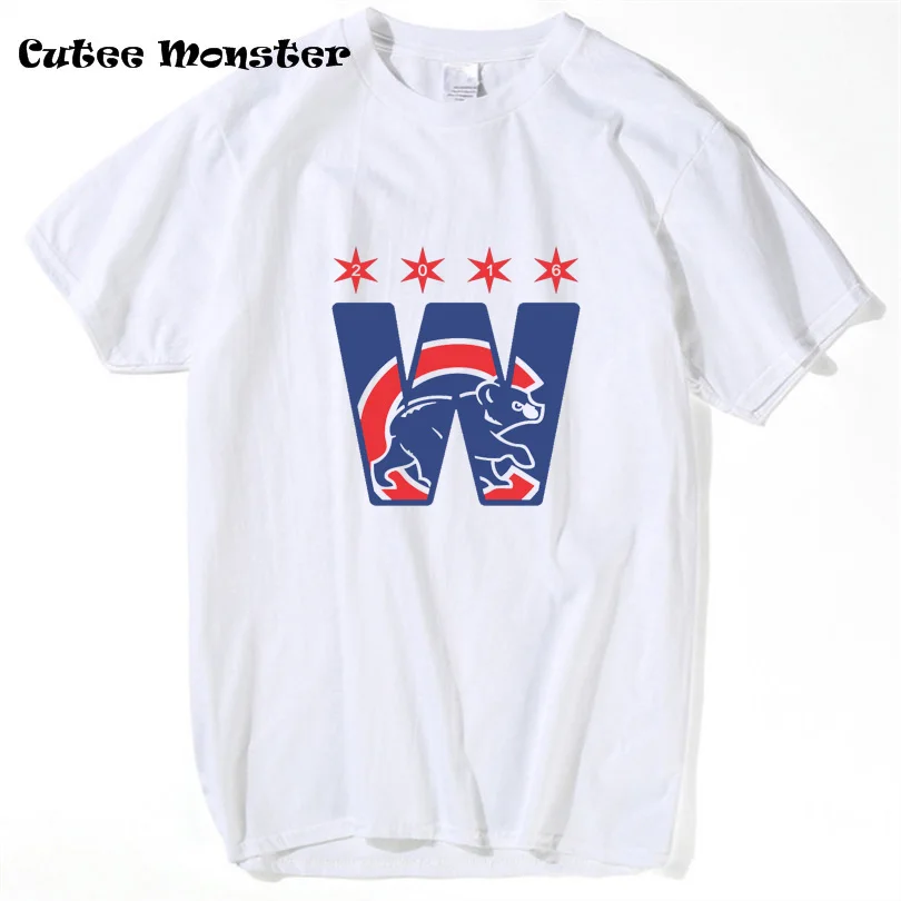 Chicago Cubs Winner плей офф футболка 2018 модная с буквенным принтом Fly The W коротким рукавом