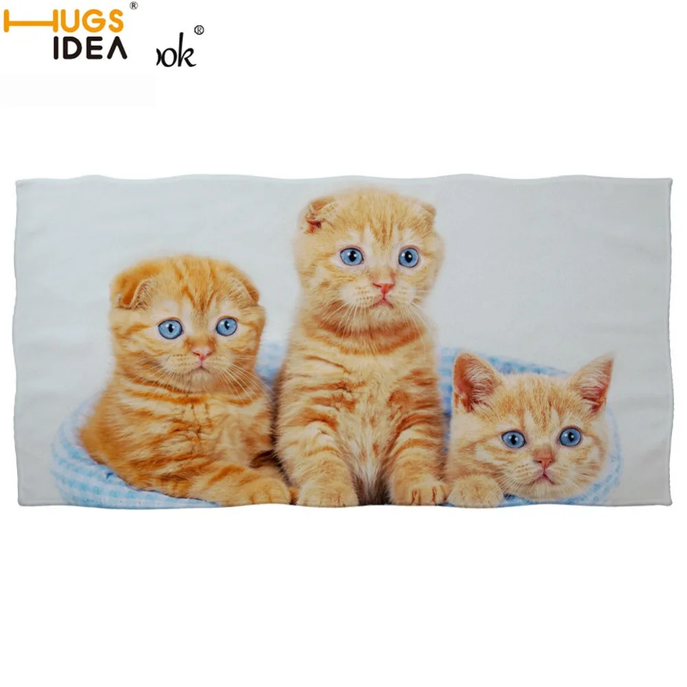HUGSIDEA пляжные полотенца с милым животным оранжевым котом и 3D принтом