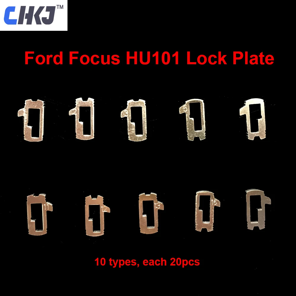CHKJ-Placa de lengüeta de bloqueo de coche HU101, herramientas de cerrajero de Material de latón para Ford Focus Fiesta, Ecosport, Kit de reparación de bloqueo de coche, 200 unids/lote