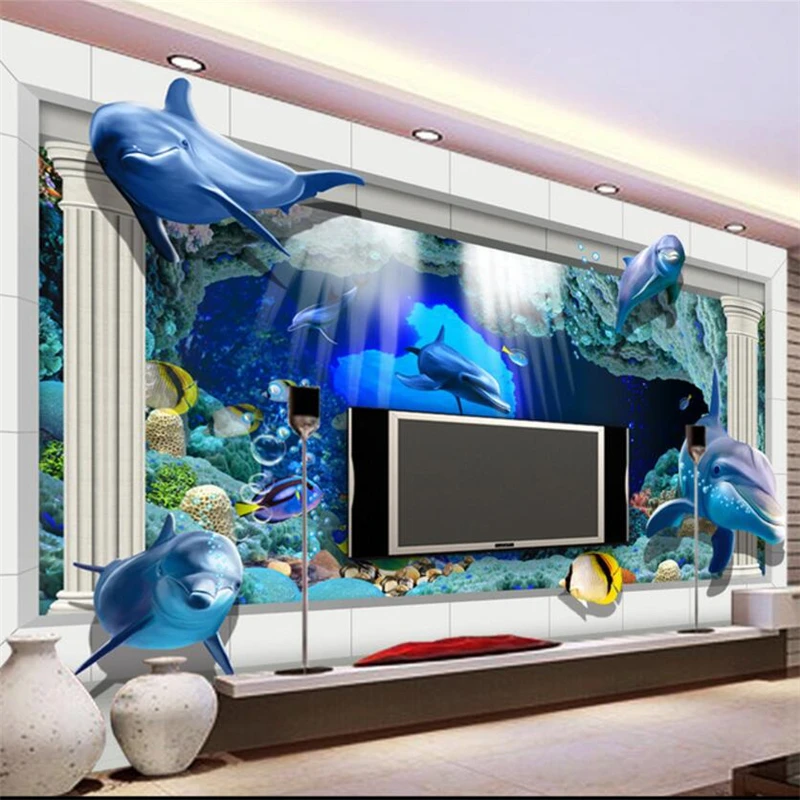 

wellyu Custom Wallpaper Rose 3D обои Underwater World Stereo Palace Roman Pole Living Room TV Wall papel de parede 3d wallpaper