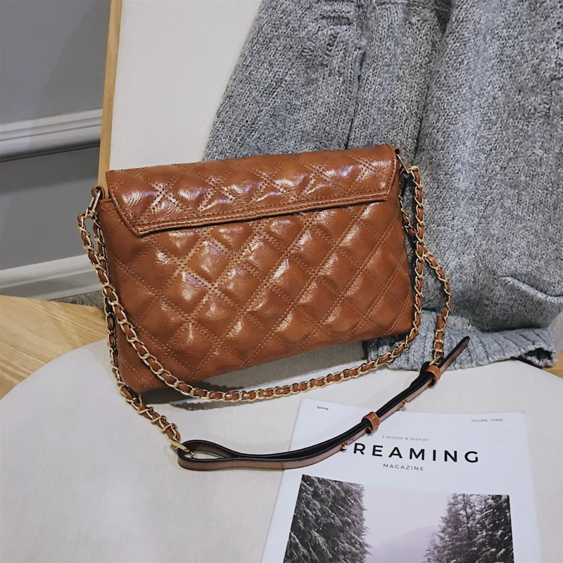 2019 Весенняя Новая модная женская сумка на плечо с цепью ремнем клапаном