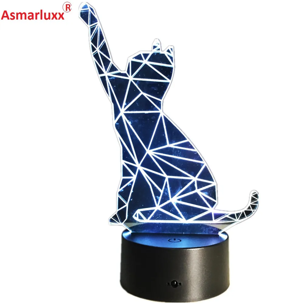 Светодиодный сенсорный выключатель с милой кошкой и USB портом ночник 3D для
