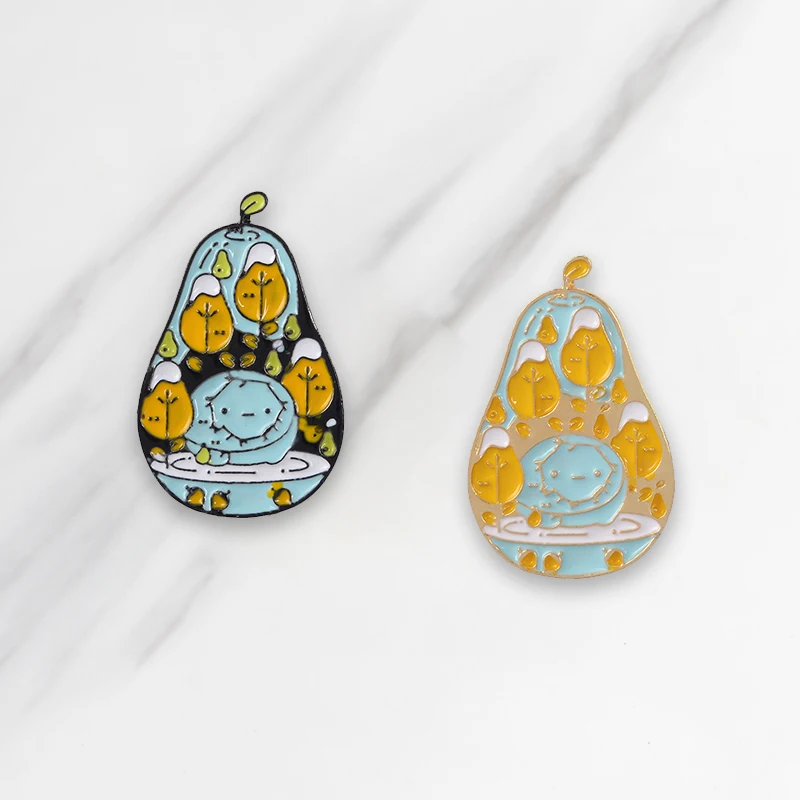 Эмалированная брошь Little World in Pear золотые черные булавки для одежды сумка пряжка