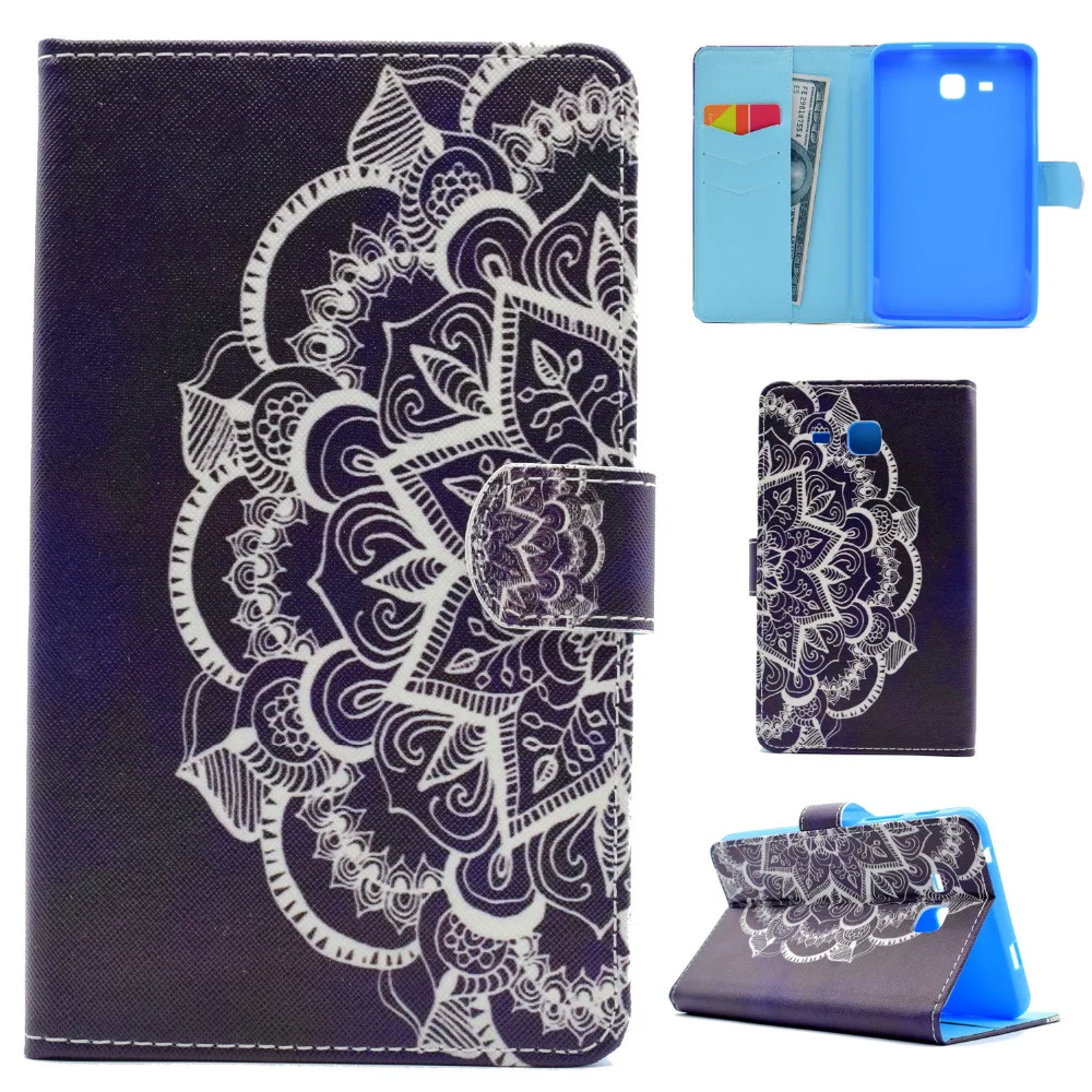 Ультратонкий чехол книжка из искусственной кожи с рисунком и подставкой для Samsung