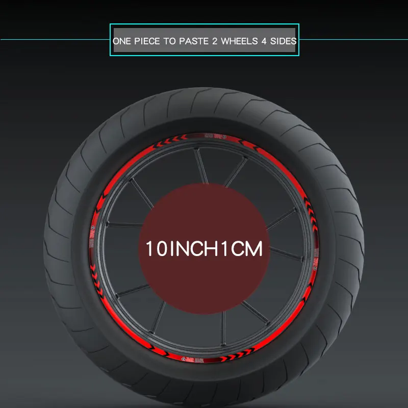 red 10 inch L3 Спортивные часы на мотоцикле шины паста светоотражающие наклейки мотоцикл светоотражающий, для мотокросса колеса 10 дюймов 18 дюймов наклейки на колеса - Цвет: red 10 inch L3