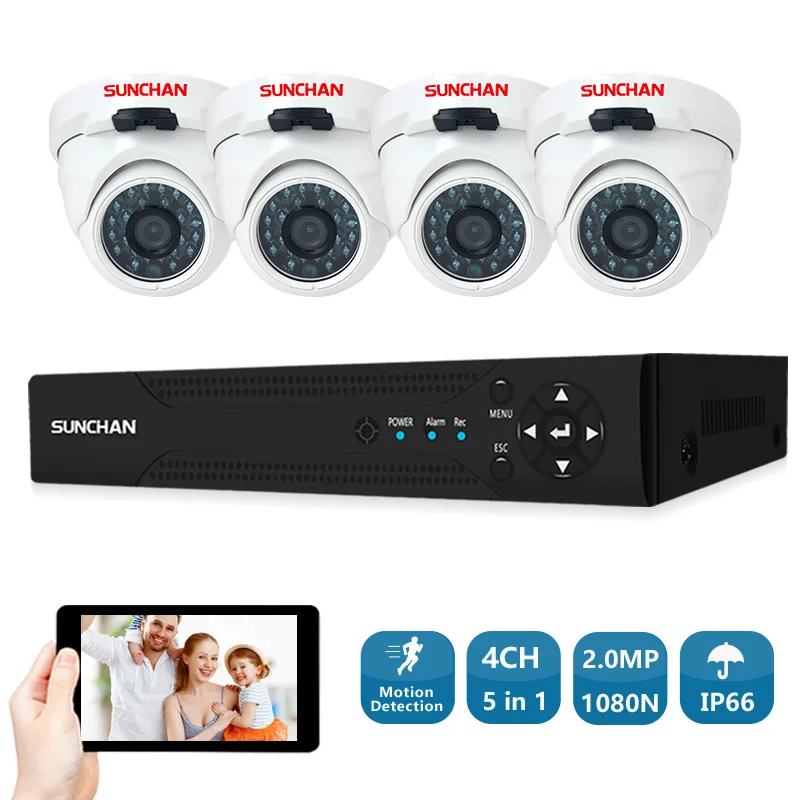 SUNCHAN 4 канала 1080N AHD DVR шт. Full HD 2.0MP 1080 P Indoor/Outdoor безопасности камер видео Системы
