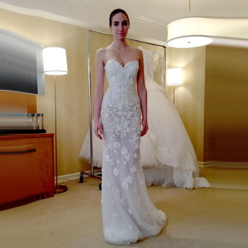 

Appliques Two Pieces Wedding Dress Sexy Off The Shoulder See Through Tulle Bridal Gowns Vestidos B-24