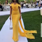 Новое поступление, шифоновое желтое вечернее платье, длинное вечернее платье 2020 года, Простое Элегантное женское вечернее платье Abiye abendkleider dubai