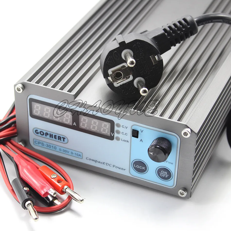 Мини-блок питания постоянного тока с разъемом типа «банан» + провод с зажимом, адаптер для ЕС, Великобритании, США, OVP/OCP/OTP, низкомощный, 110-230 В, 0-30 в, 0-10 А, cps-3010II