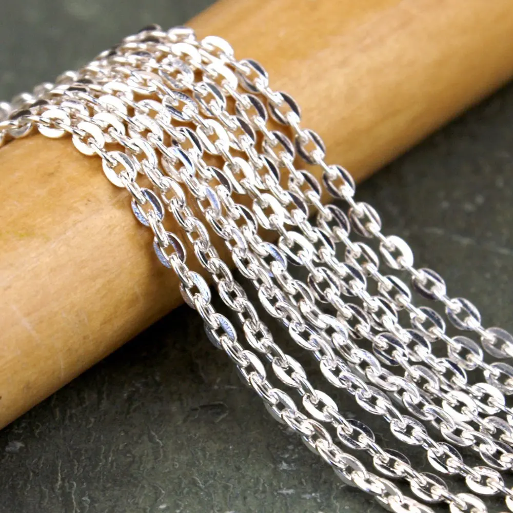 Free shipping!!!!100M/ Silver Plated Aluminum Link Chains 3*5mm