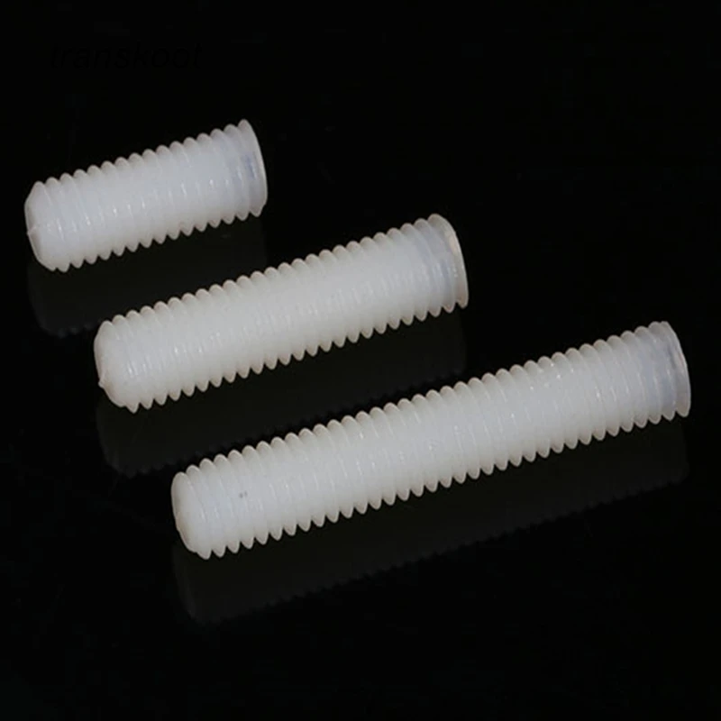 

50Pcs M3 M4 M5 Flat Head Slotted Screws Plastic Nylon Set Screws Headless Screws