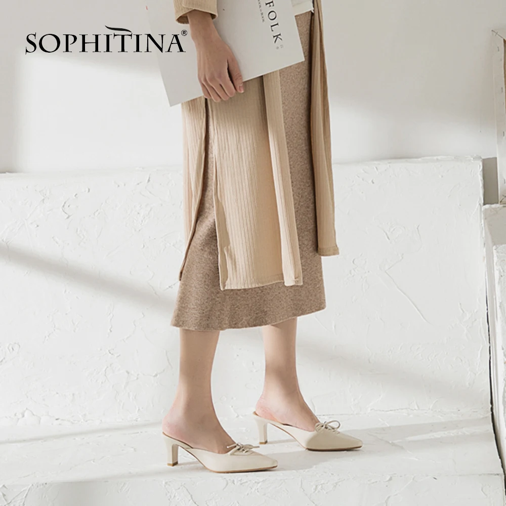 SOPHITINA/модные шлепанцы с бантиком бабочкой Высококачественные Шлепанцы из