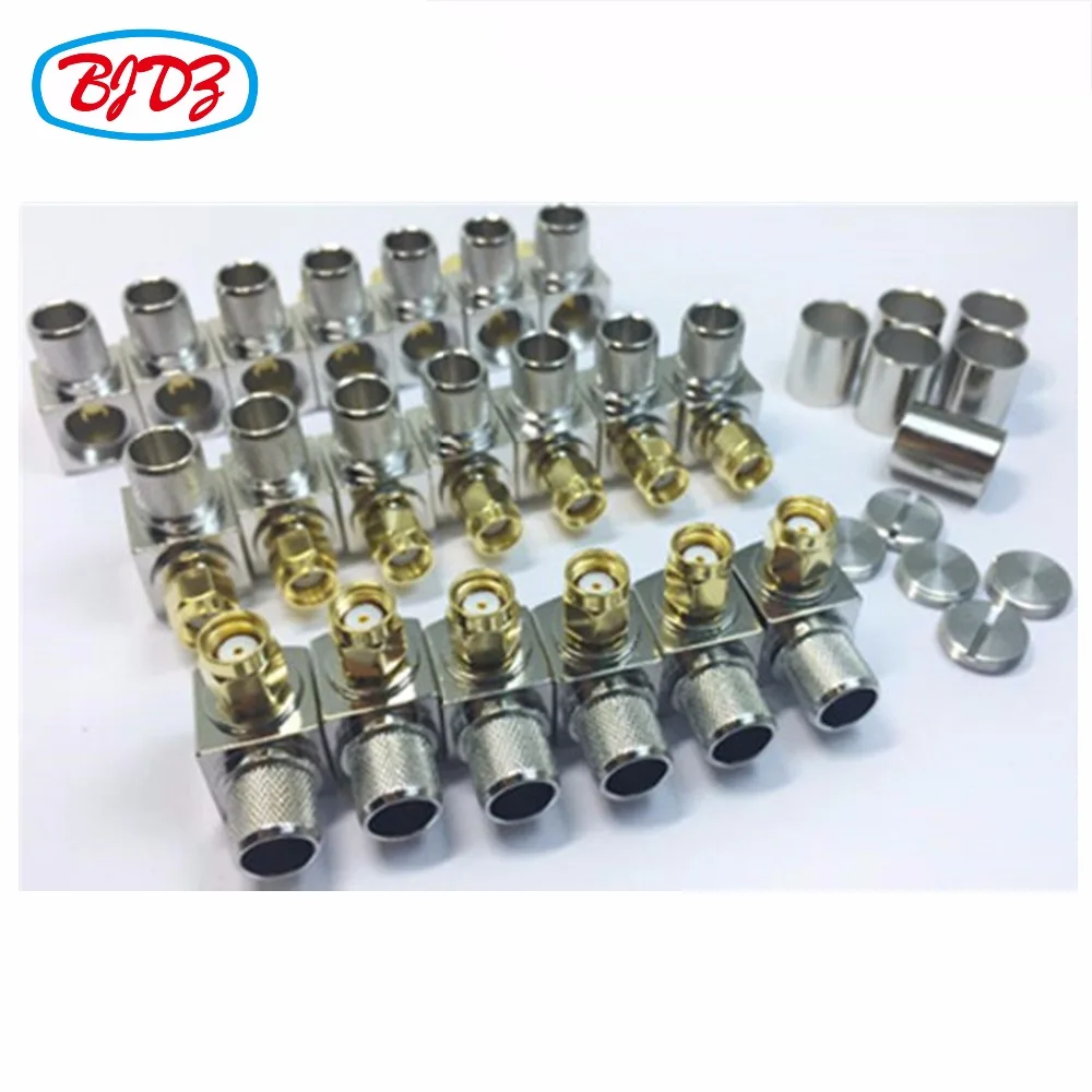 Бесплатная доставка 10 шт RPSMA Мужской правый угол обжимной разъем для кабеля