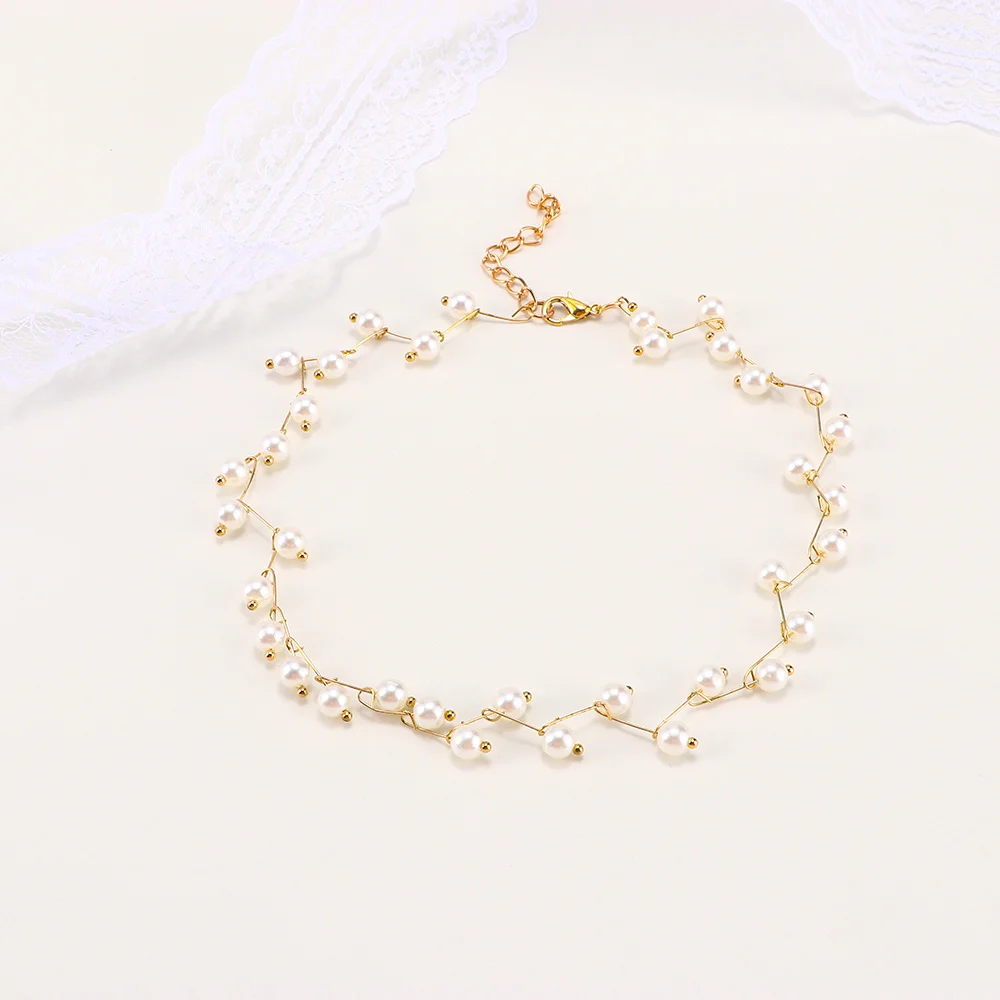 Женское колье с искусственным жемчугом элегантное колье-чокер бусинами