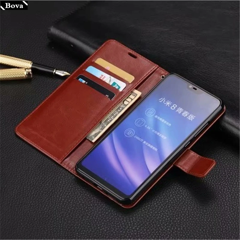 Чехол с держателем для карт Xiaomi Mi8 Lite чехол бумажник из искусственной кожи