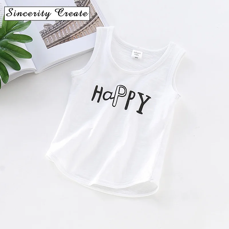 

Summer cotton baby boys girls vest letter printed kids underwear solid color Children Solid Undershirt Sleeveless Vest kids top