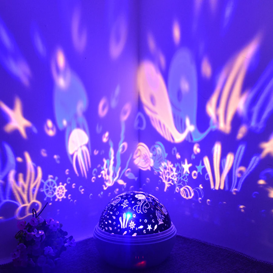 Ночной светильник с вращающейся звездой, 8 цветов, Luminaria, Океанский фонарь, Детская Ночная лампа для сна, Детский Рождественский подарок