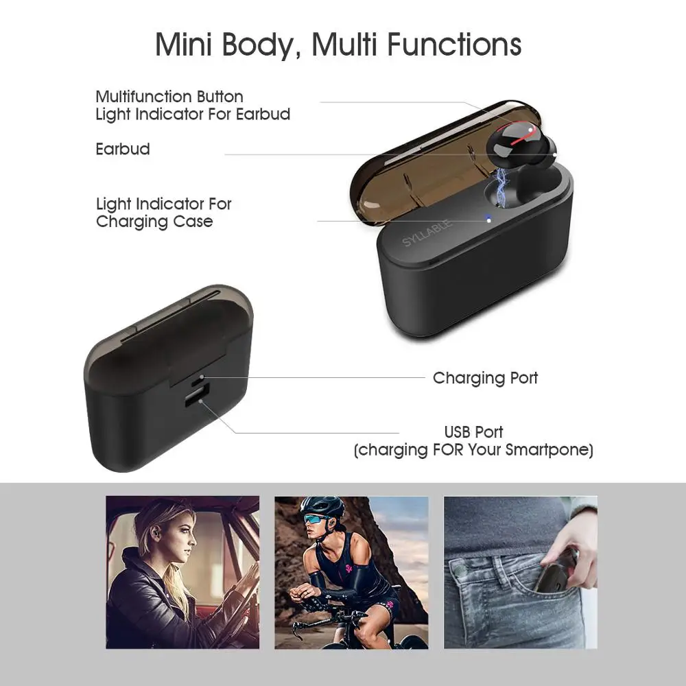 Беспроводные стереонаушники SYLLABLE Q32 Bluetooth V5.0 гарнитура для телефона с одним слоем