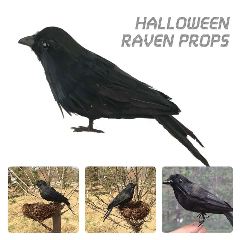 Реквизит для Ворона на Хэллоуин лужайка яркая пернатая птица реалистичный сад