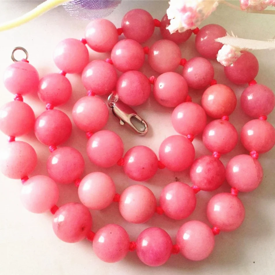 Бесплатная доставка high grade розовый джаспер 10 мм круглый beads necklace semi precious sstone
