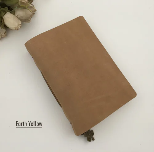 Earth Yellow Винтажный кожаный блокнот ручной работы из крафт-бумаги, пустой блокнот для зарисовок, дневник для путешествий, Дневник для записей, персонализированный блокнот - Цвет: Earth Yellow