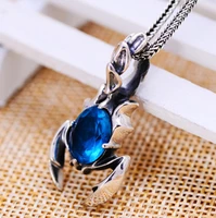 retro jewelry wholesale s925 silver blue crystal pendant scorpion men and women free shipping