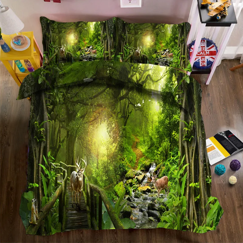 Набор постельного белья Morden 3D Green jungle пододеяльник двуспальный двойной размер