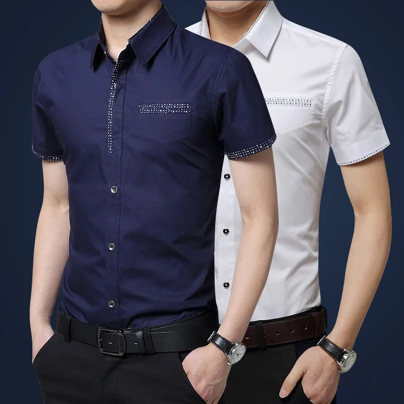 IRicheraf мужская хлопковая рубашка с коротким рукавом белая серая