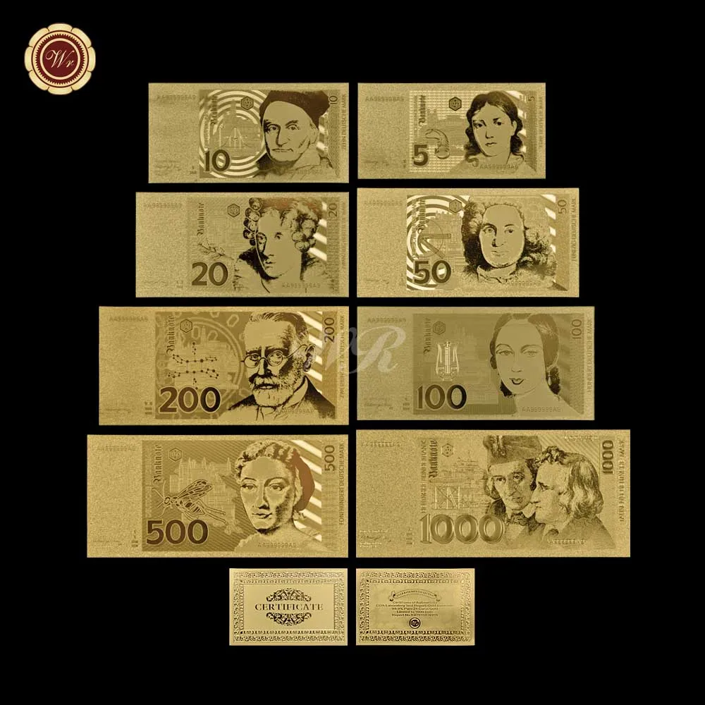 Немецкий комплект банкнот y Gold с покрытием из чистого золота 1000 немецкая марка