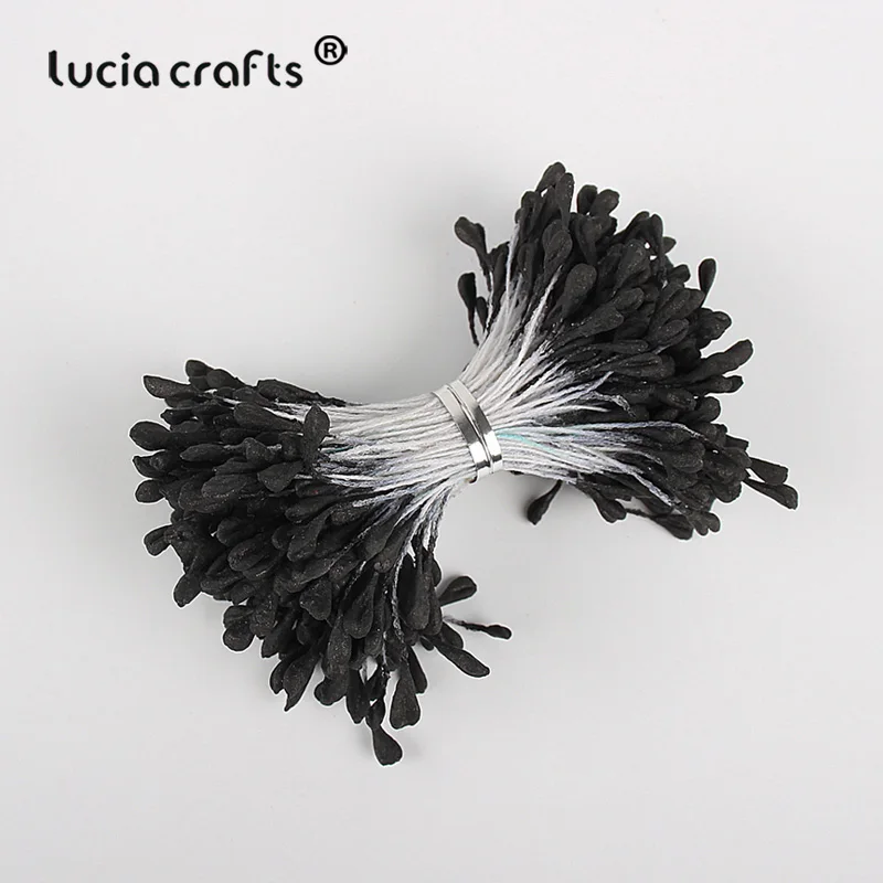 Lucia crafts 330 шт 3 мм Высокое качество матовый двойной цветок с головками stamen pistil украшения торта ремесло DIY C1202 - Цвет: Color 3 Black