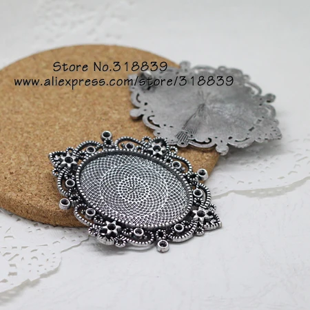 Винтажная овальная подвеска из серебристого металлического сплава 30*40 мм 5